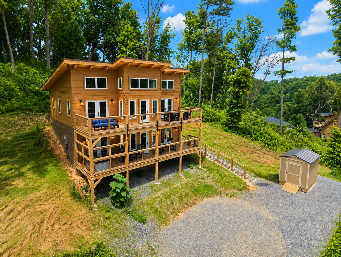 Aerial view of the cabin